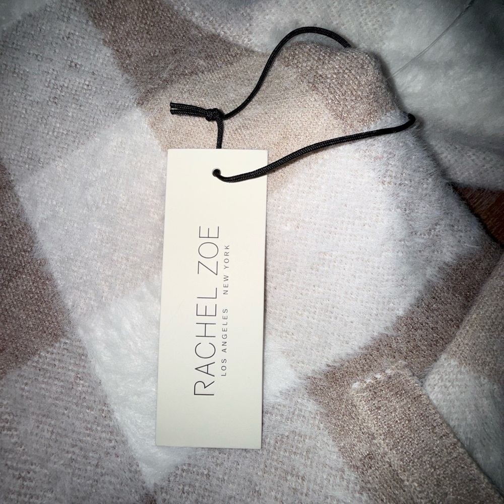 Rachel Zoe Plaid Teddy Jacket Cream Brown XL NWT Cozy Coat - Picture 7 of 15